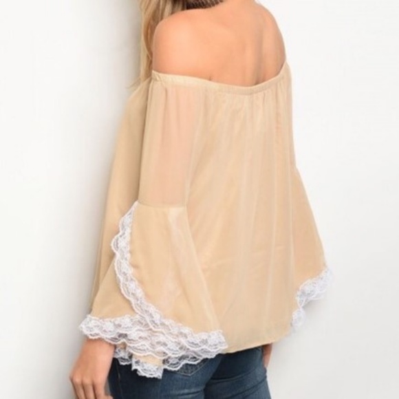 Taupe Off Shoulder Top - Picture 2 of 2